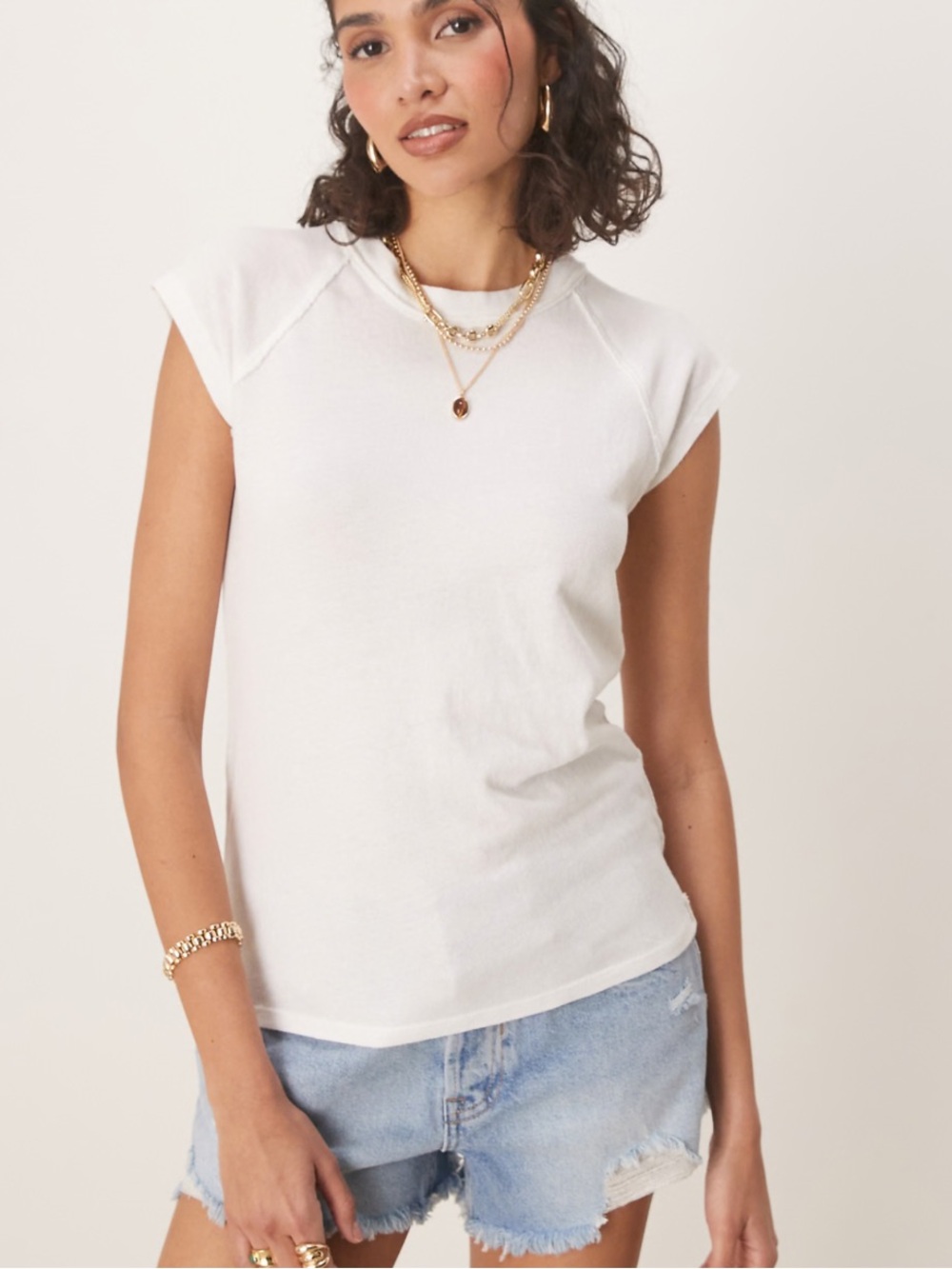 Free People Riley Tee Solid White T Shirt Top Cotton Boho We The Free Size XL